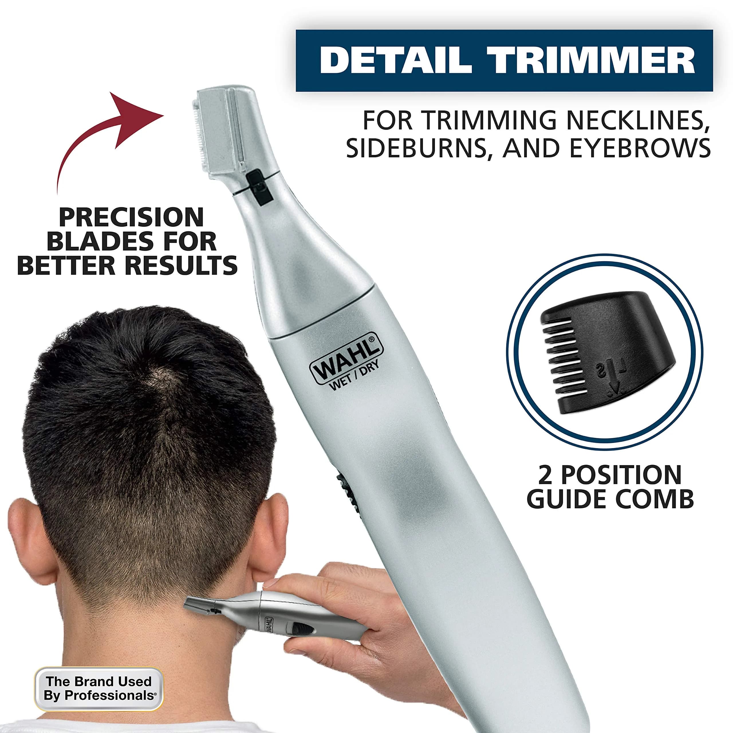 Wahl 3-in-1 Nose Hair Trimmer for Men & Women | 4 Piece Set, Silver - view 2
