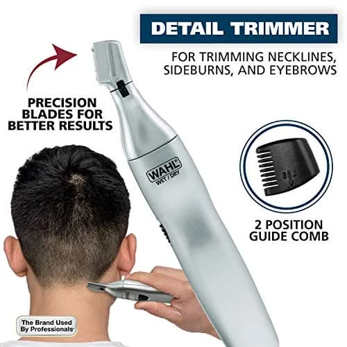 Wahl 3-in-1 Nose Hair Trimmer for Men & Women | 4 Piece Set, Silver thumbnail 2