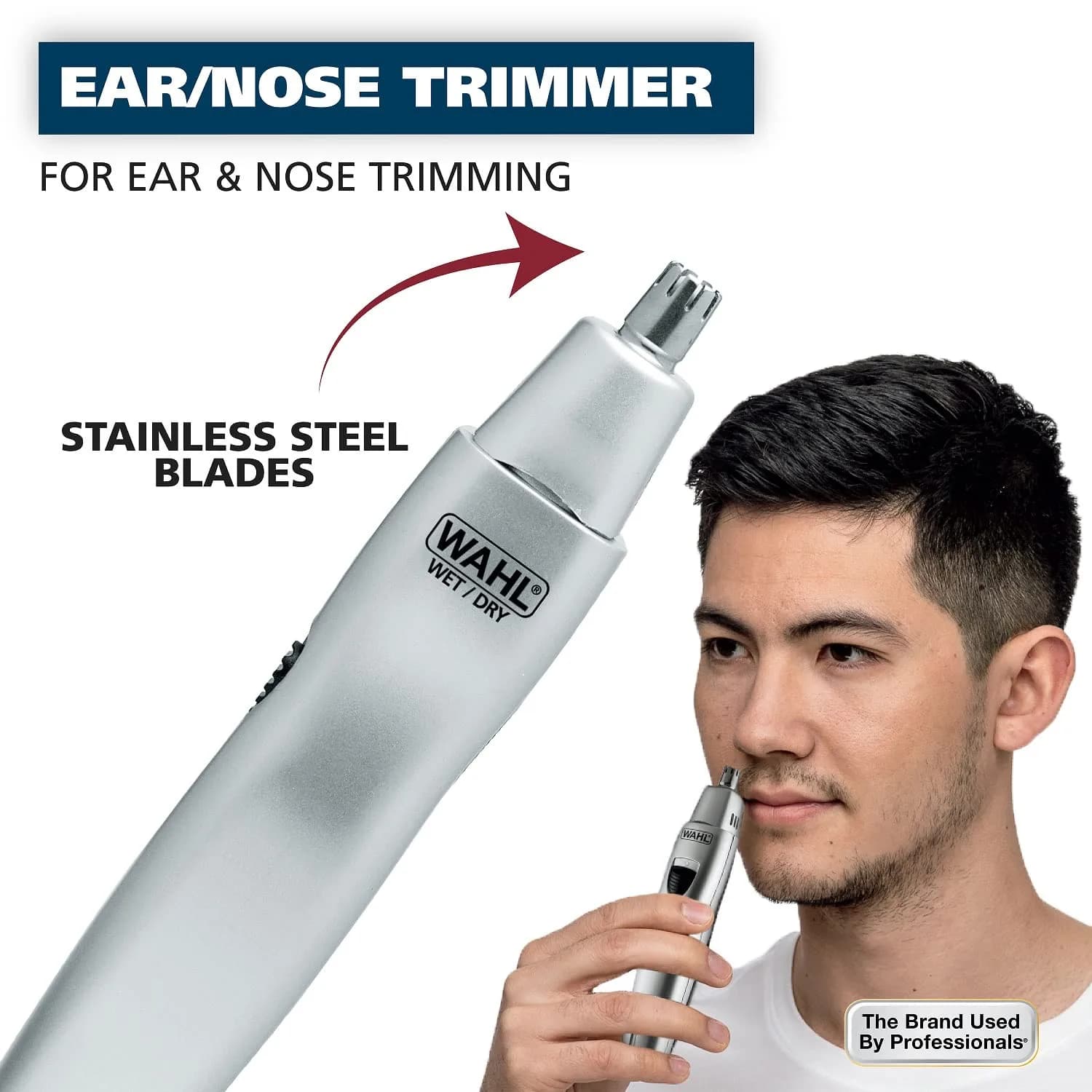 Wahl 3-in-1 Nose Hair Trimmer for Men & Women | 4 Piece Set, Silver - view 4