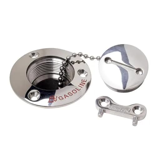 attwood Gasoline 3-Inch Stainless Steel Alloy Deck Fill | Marine Fuel Fitting with Brass Hose Mender (70-120c) thumbnail 1