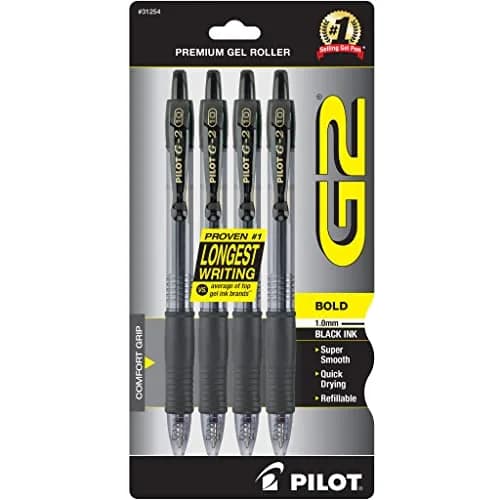 PILOT G2 Premium Gel Pens 1.0mm Bold Point Black Ink | Long-Lasting, Refillable, Smooth Writing thumbnail 1