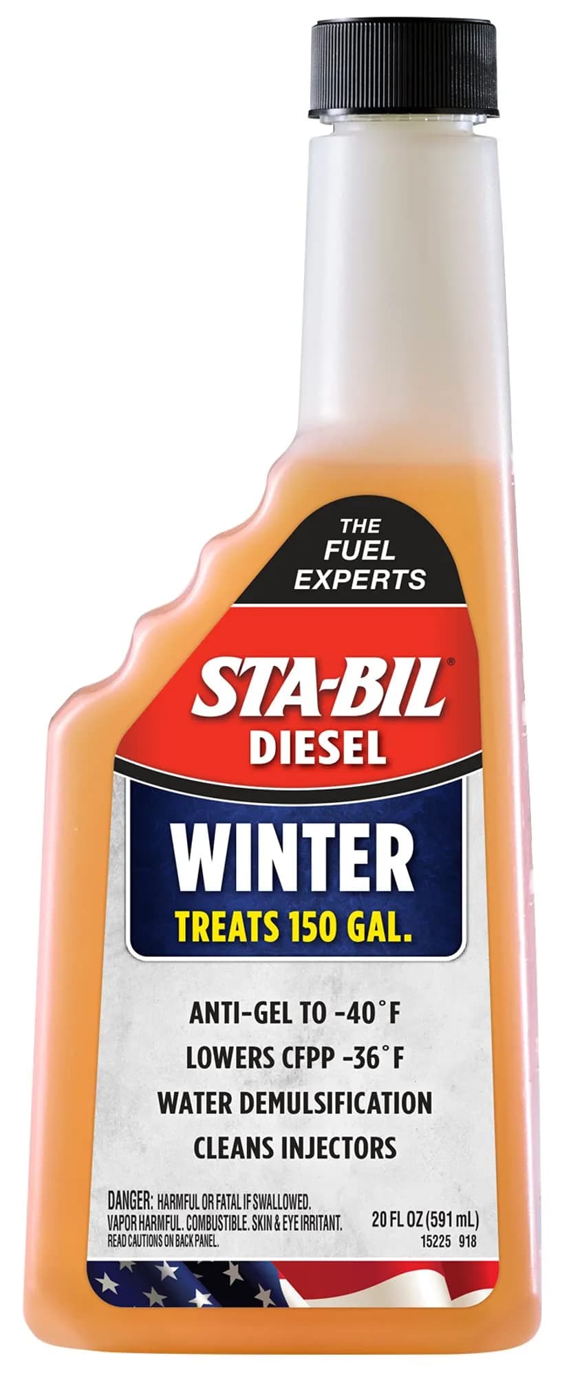 STA-BIL Diesel Winter Anti-Gel Fuel Treatment 32 fl oz | Prevents Gelling to -40°F, Removes Water, Cleans Injectors — Orange