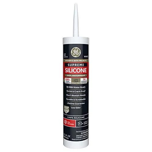 GE Supreme Silicone Caulk for Kitchen & Bath, White, 300ml (10.1 fl oz) | Waterproof & Mildew-Resistant Sealant thumbnail 1