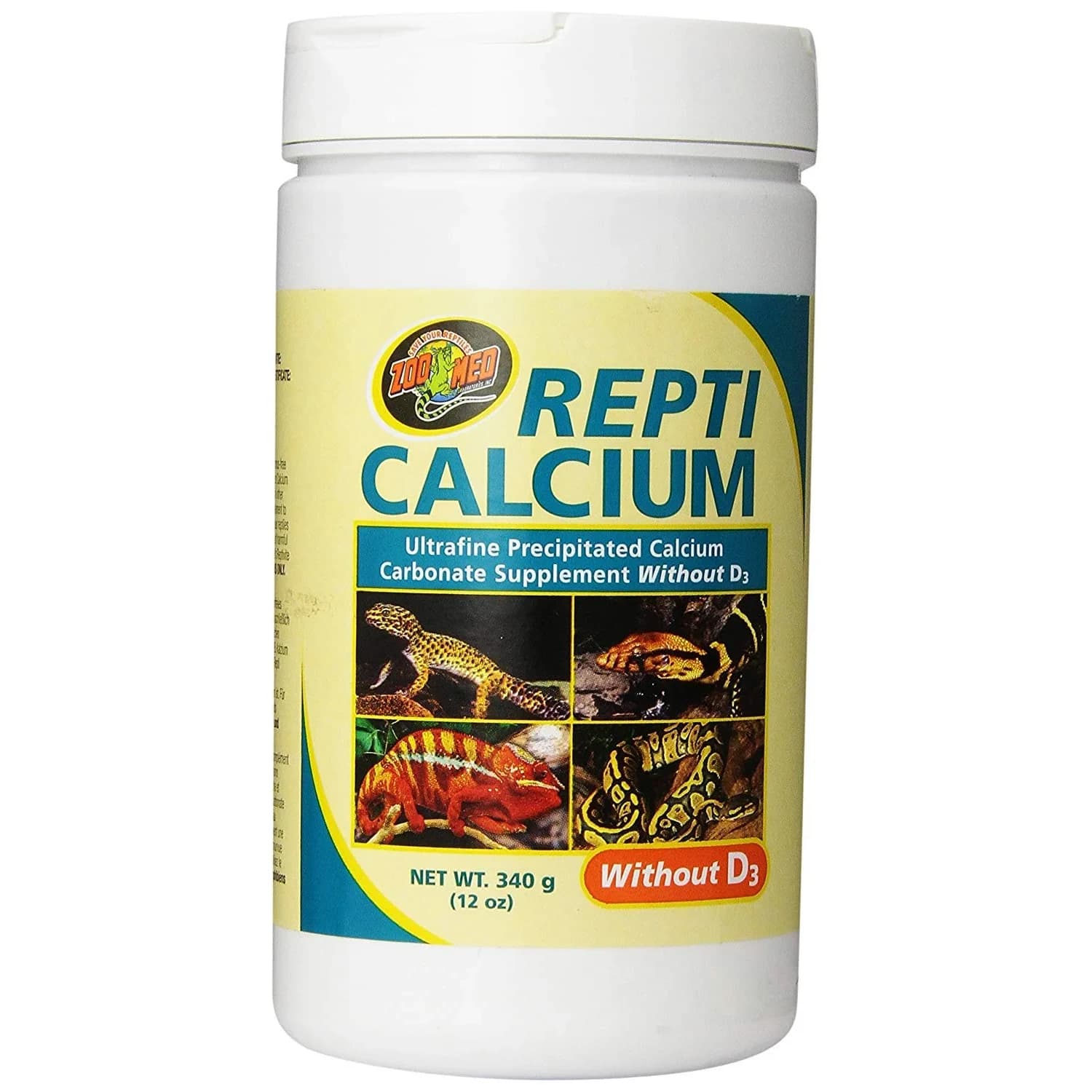 Zoo Med Reptile Calcium without Vitamin D3, 340.2 g (12 oz) | Phosphorus-Free Supplement - main product image