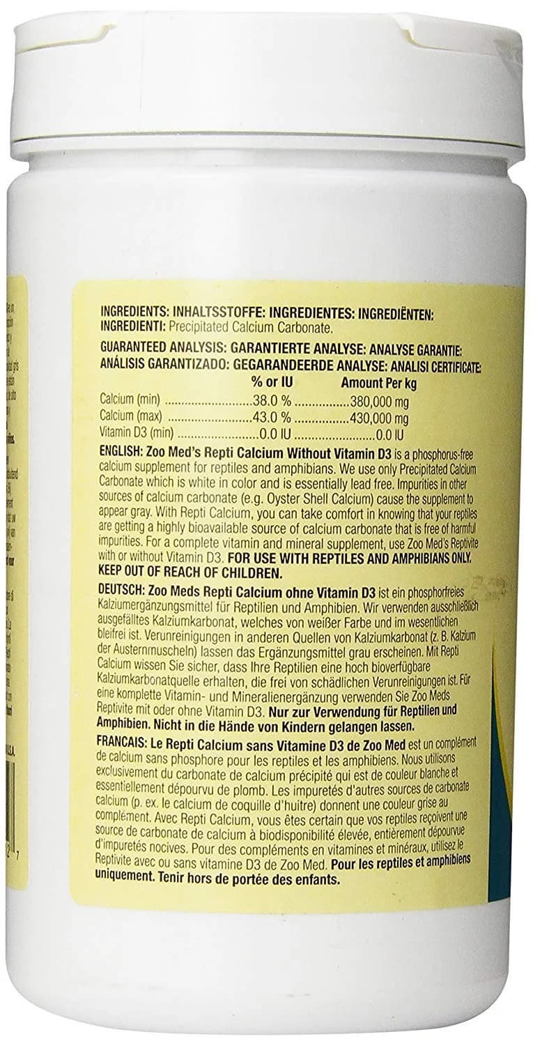 Zoo Med Reptile Calcium without Vitamin D3, 340.2 g (12 oz) | Phosphorus-Free Supplement - view 2