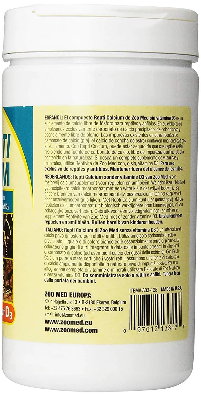 Zoo Med Reptile Calcium without Vitamin D3, 340.2 g (12 oz) | Phosphorus-Free Supplement - view 3