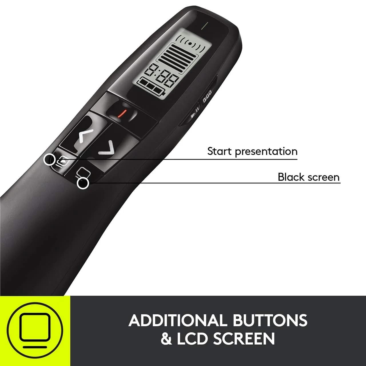 Logitech R800 Wireless Presenter with Green Laser Pointer, 5-Button PowerPoint Clicker Remote - 100ft Range - view 5