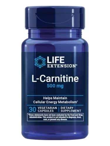 Life Extension L-Carnitine Free Form Amino Acid 500 mg 30 Capsules | Supports Mitochondria & Energy Production thumbnail 1