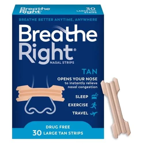 Breathe Right Extra Strength Nasal Strips, Large, 30 ct | Opens Nasal Passages for Easier Breathing thumbnail 1