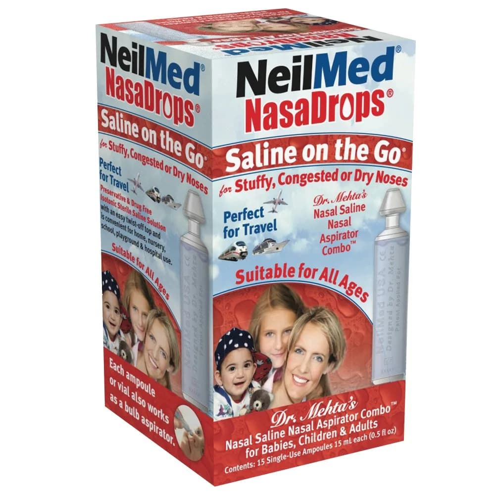 NeilMed NASA Saline Vials 0.5 Fl Oz | Single-Use Nasal & Sinus Relief — 0.5 Fl Oz