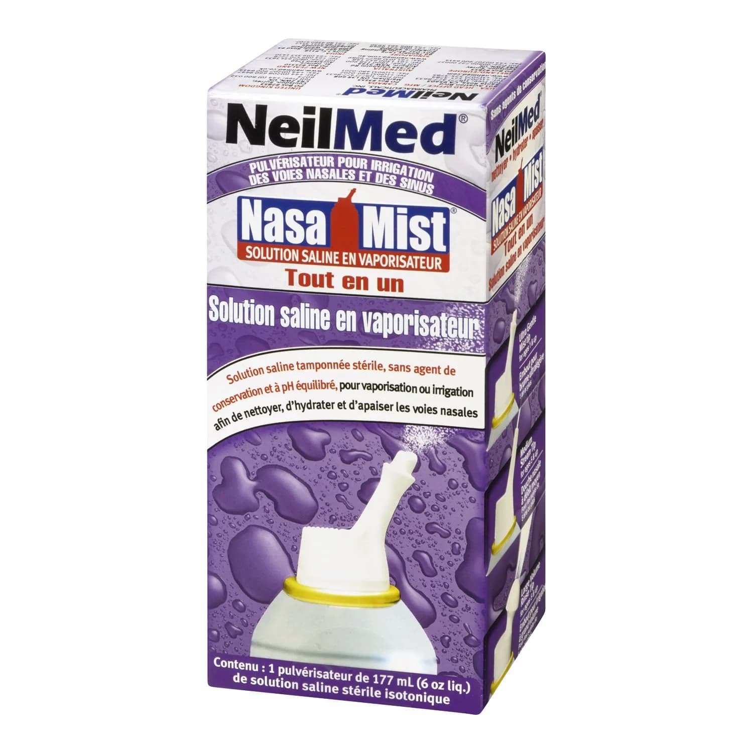 NeilMed NasaMist All in One Multi Purpose Saline Spray 186ml (6.3 Fl Oz) | Soothes, Moisturizes, Cleanses Nasal Passages - view 3