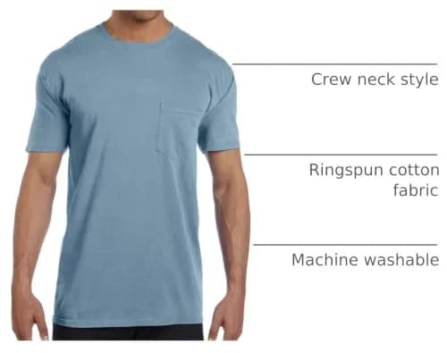 Comfort Colors 6.1 oz. Garment-Dyed Pocket T-Shirt-M (Bay) | Classic Heavyweight Cotton Tee for Men thumbnail 4