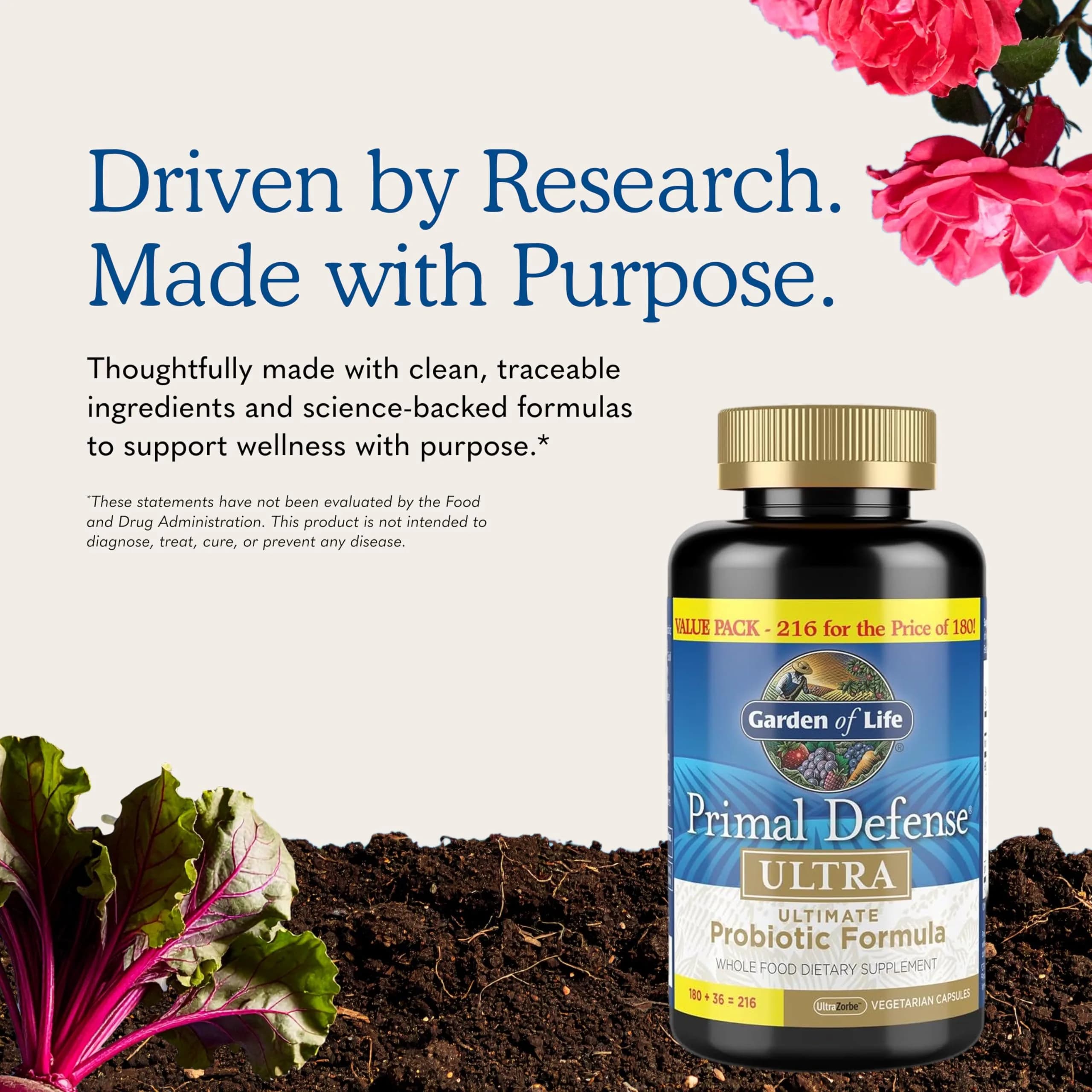 Garden of Life Primal Defense Ultra Probiotic 216 Capsules | 15 Billion CFU & 13 Strains for Digestive Health - view 5