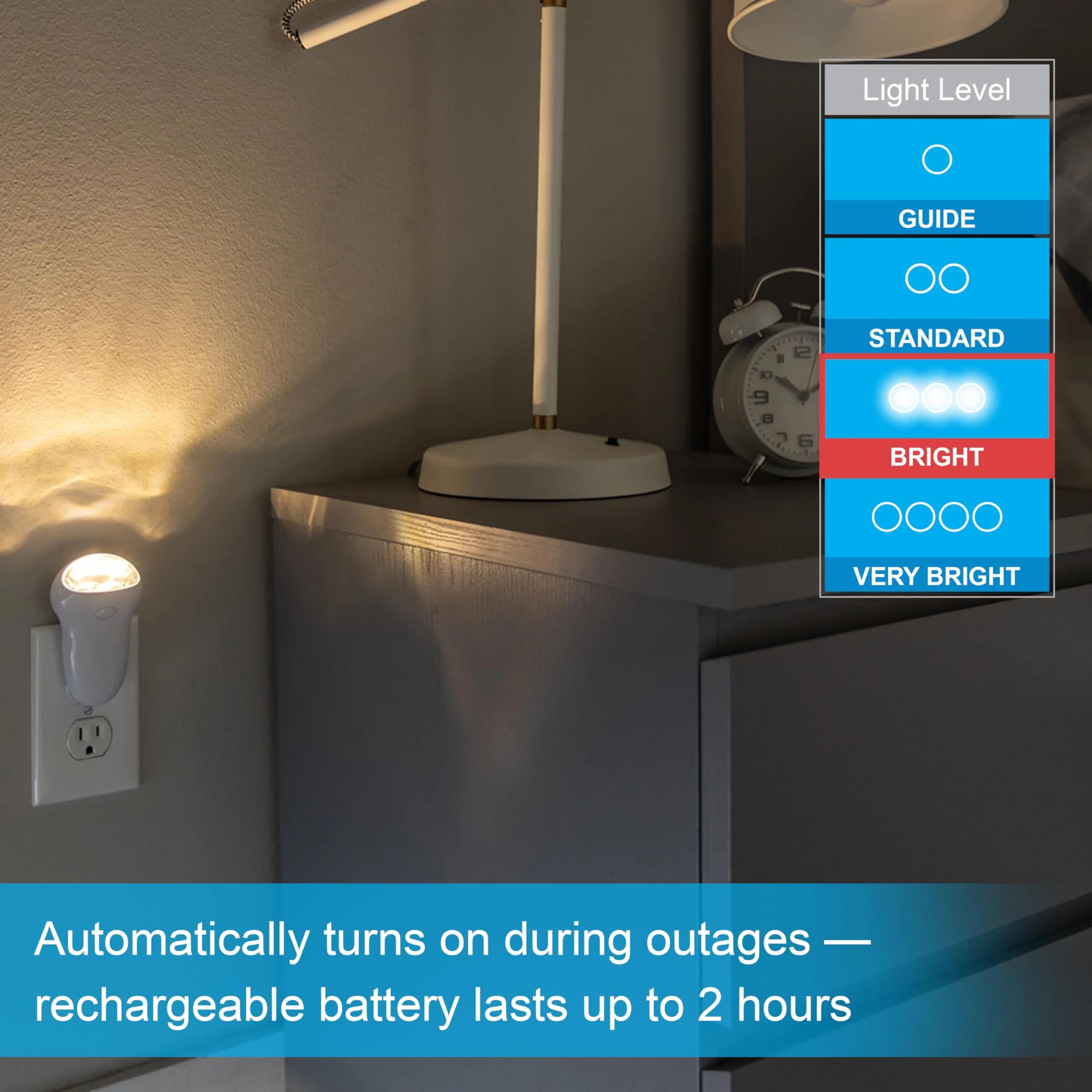 GE 3-in-1 LED Power Failure Night Light & Flashlight, White, 1 Pack | Automatic Dusk-to-Dawn Sensor & Rechargeable Battery - view 3