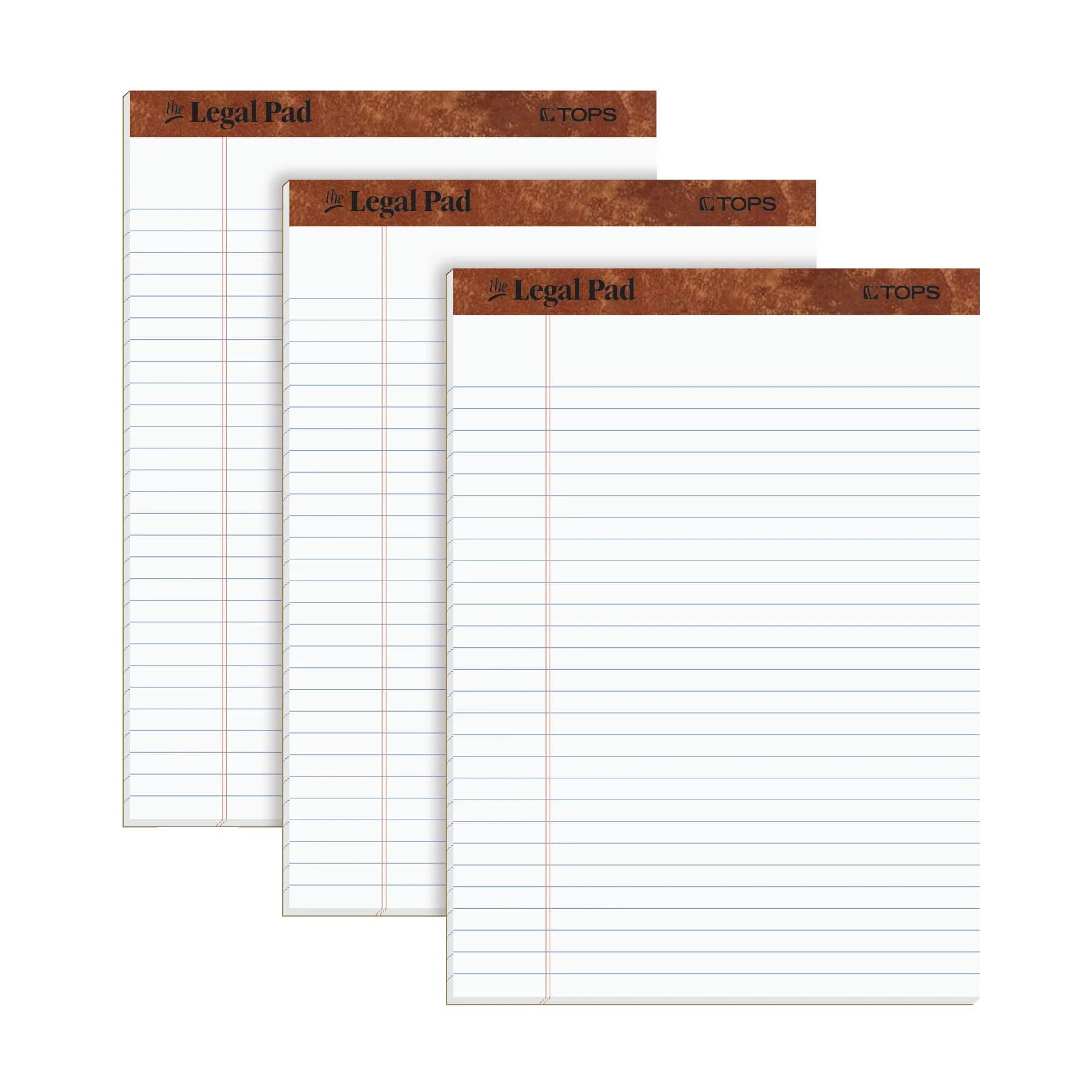 Tops Legal Pad 8.5 x 11.75 Inches White | Perforated Wide Rule, 50 Sheets, Pack of 3 — 8.5 x 11.75