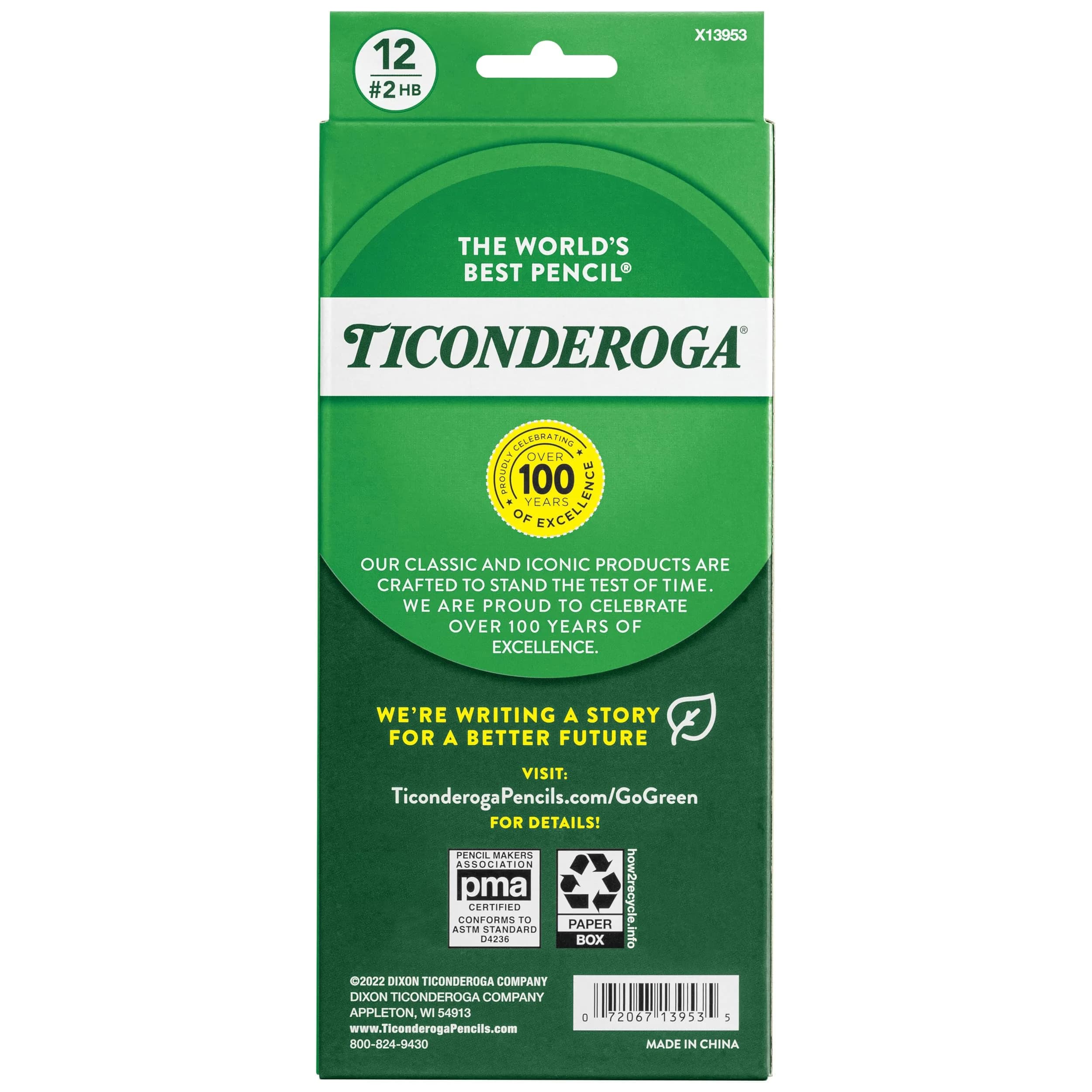 Ticonderoga Wood-Cased Pencils, Unsharpened, #2 HB Soft, Black, 12 Count | Smooth Writing Instrument - view 2