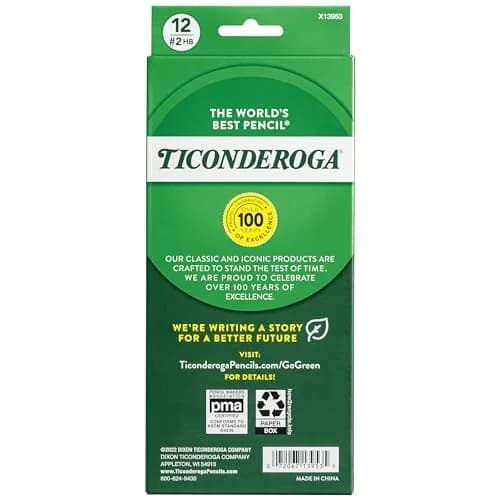 Ticonderoga Wood-Cased Pencils, Unsharpened, #2 HB Soft, Black, 12 Count | Smooth Writing Instrument thumbnail 2