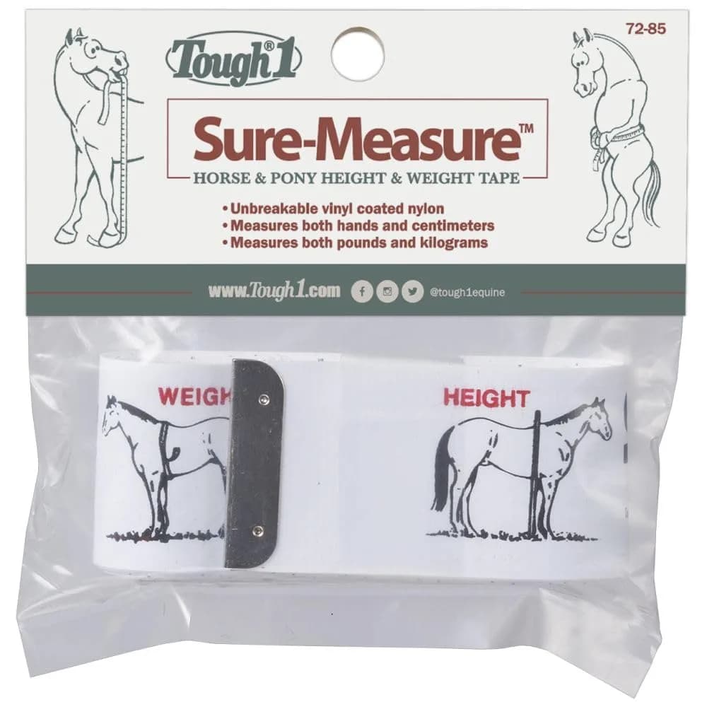 Tough 1 Sure Measure Horse and Pony Height/Weight Tape | Estimates Weight in KG & LB, Height in Hands & CM