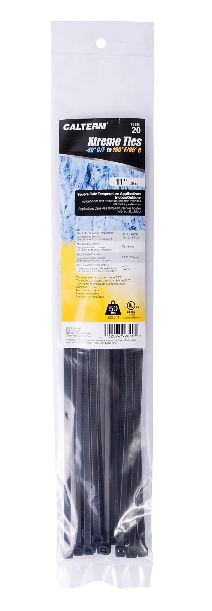 Gardner Bender Heavy-Duty Cable Ties 15 Inch, 120 lb Tensile Strength, UV Resistant Black, 10 Pk. | Industrial Strength Cord Management - view 2