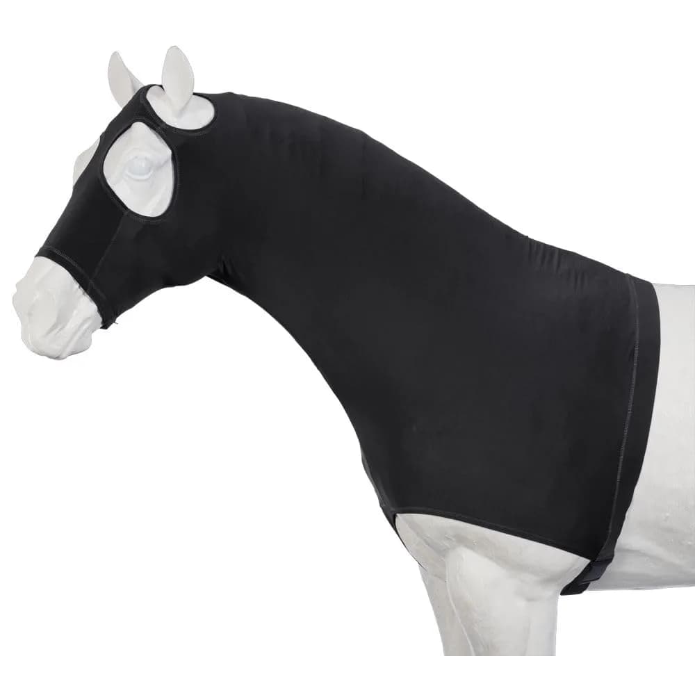 Tough 1 Mane Stay Spandex Hood - Black - Medium | Protects Mane & Neck - main product image