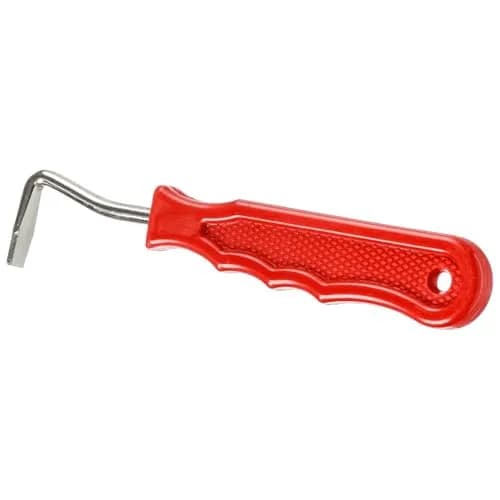 Tough 1 Metal Hoof Pick with Easy Grip Handle - Red | Durable Steel Hoof Tool for Horses thumbnail 1