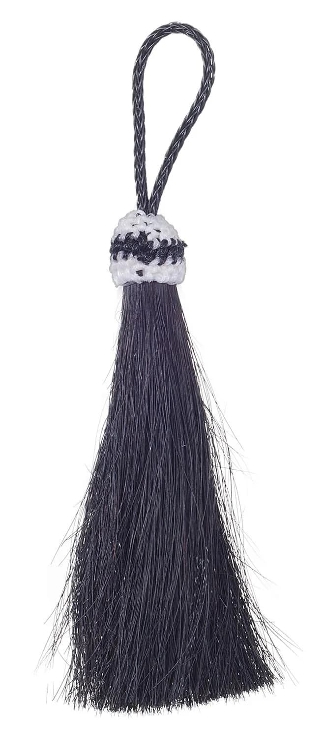 Tough 1 Royal King Single Horsehair Tassel, Black | Rustic Style Hanging Ornament - main product image