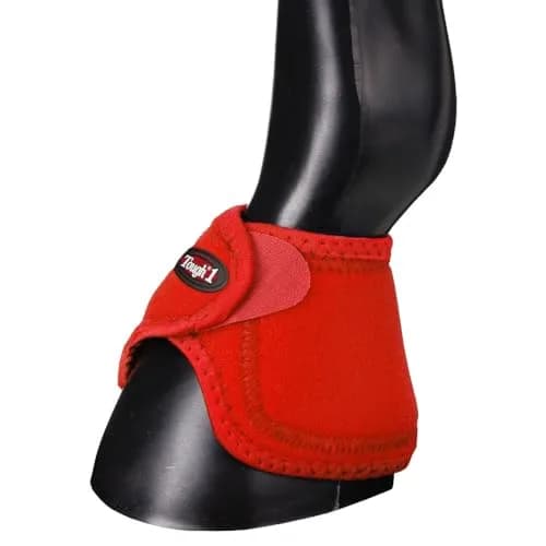 Tough1 No Turn Bell Boots - Red - Medium | Air-Flow Perforated Neoprene for Horse Protection thumbnail 1