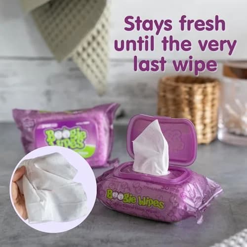 Boogie Saline Nose Wipes Grape Scent | Gentle, Natural Relief for Stuffy Noses (70-120 chars) thumbnail 6