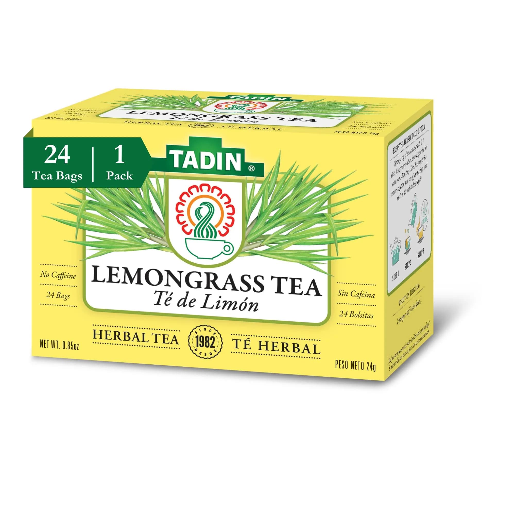 Tadin Lemongrass Tea, Herbal Tea, Caffeine Free, 24 Tea Bags | Citrus & Lemon Notes, Supports Relaxation — Lemon