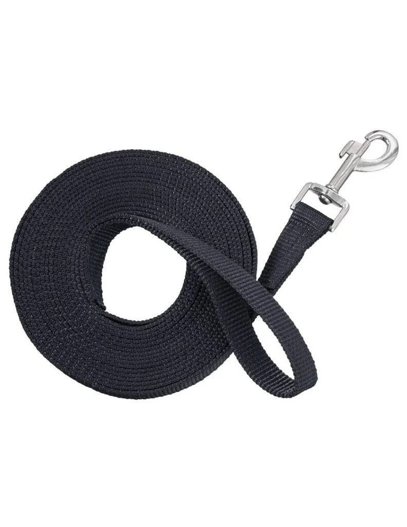 Tough 1 Nylon Web Lunge Line, Black, 1" x 20' | Durable nylon for horse lunging — Black