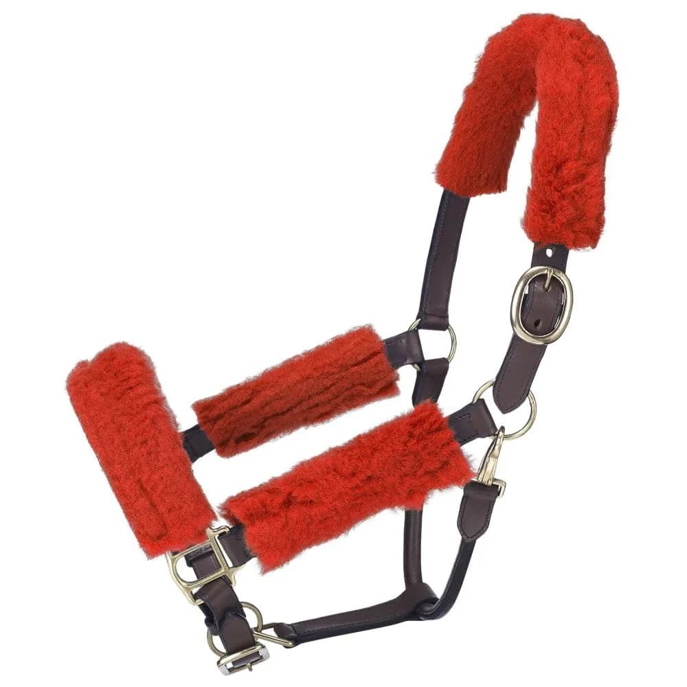 Tough 1 Fleece Horse Halter Set - Red | Plush, Rubbing Prevention, Quick Grip Closure