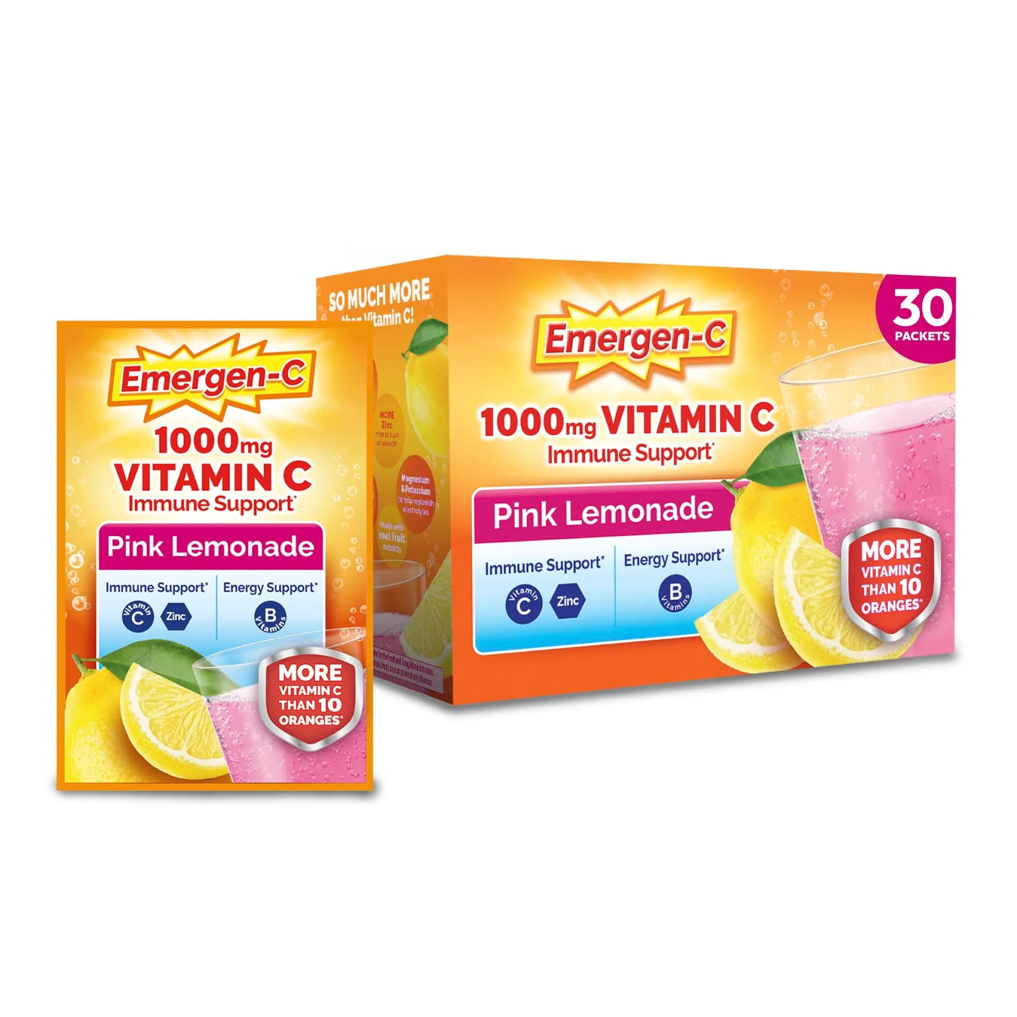 Emergen-C Pink Lemonade Immune Support Powder (9.9 Oz, 1 Pack) | USA Import for Daily Wellness - main product image