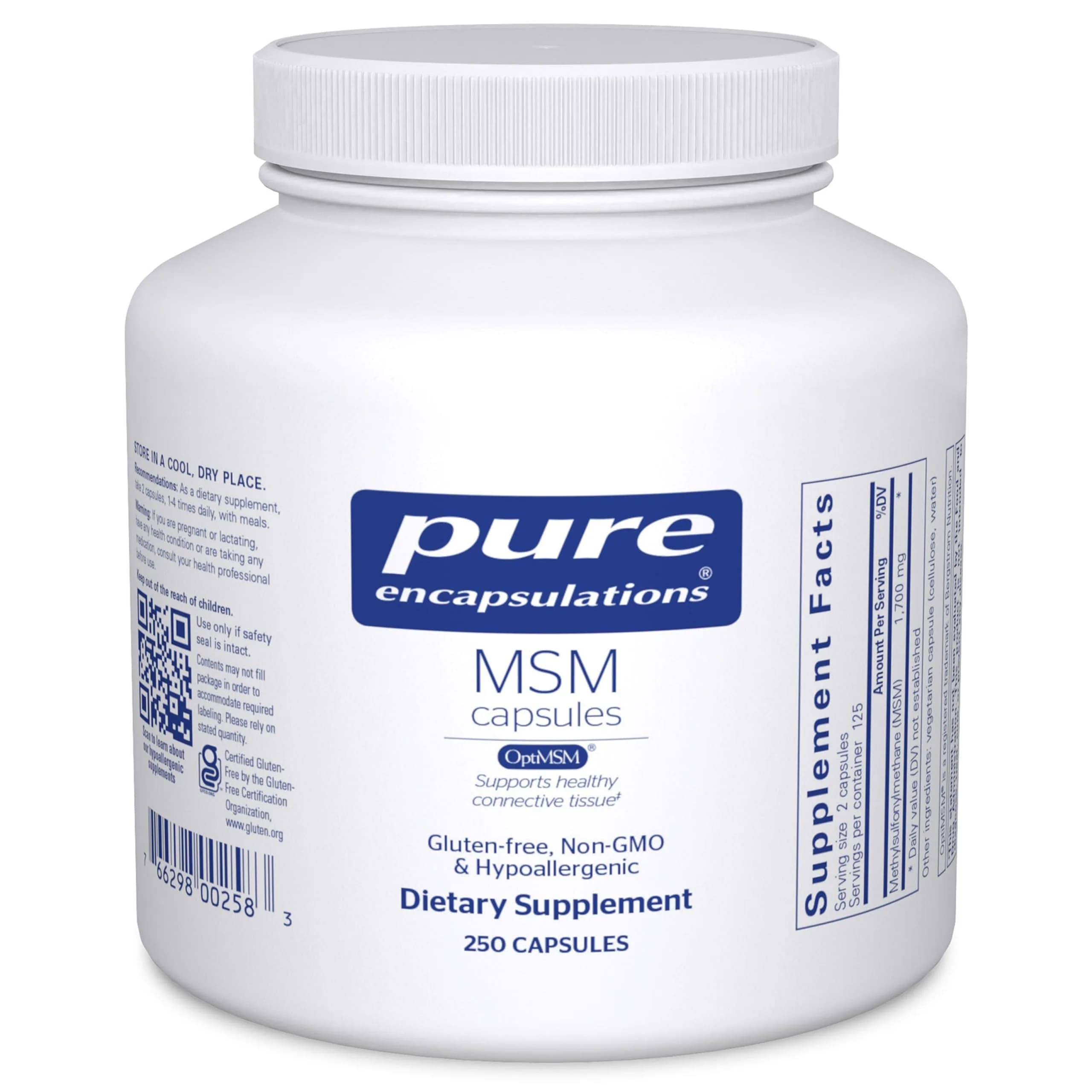 Pure Encapsulations MSM Capsules 250 Count (1700 mg per serving) | Supports Joint Health & Connective Tissue — Capsule