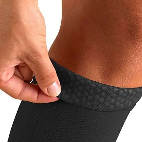 Truform 20-30 Mmhg Compression Stockings for Men & Women | Thigh High, Dot Top, Closed Toe, Black, Large thumbnail 5
