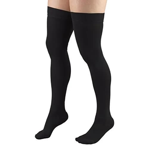 Truform 20-30 Mmhg Compression Stockings for Men & Women | Thigh High, Dot Top, Closed Toe, Black, Large thumbnail 6