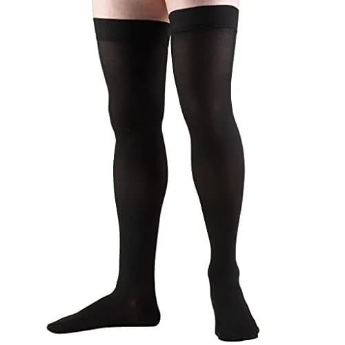 Truform 20-30 Mmhg Compression Stockings for Men & Women | Thigh High, Dot Top, Closed Toe, Black, Large thumbnail 7