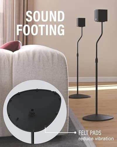 Sanus HTBS Adjustable Speaker Stands Pair for Satellite & Bookshelf Speakers – 28"-38" Height – Black thumbnail 8