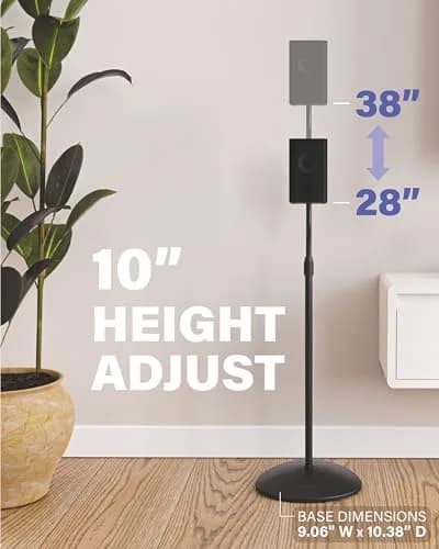 Sanus HTBS Adjustable Speaker Stands Pair for Satellite & Bookshelf Speakers – 28"-38" Height – Black thumbnail 9