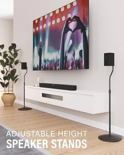 Sanus HTBS Adjustable Speaker Stands Pair for Satellite & Bookshelf Speakers – 28"-38" Height – Black thumbnail 2