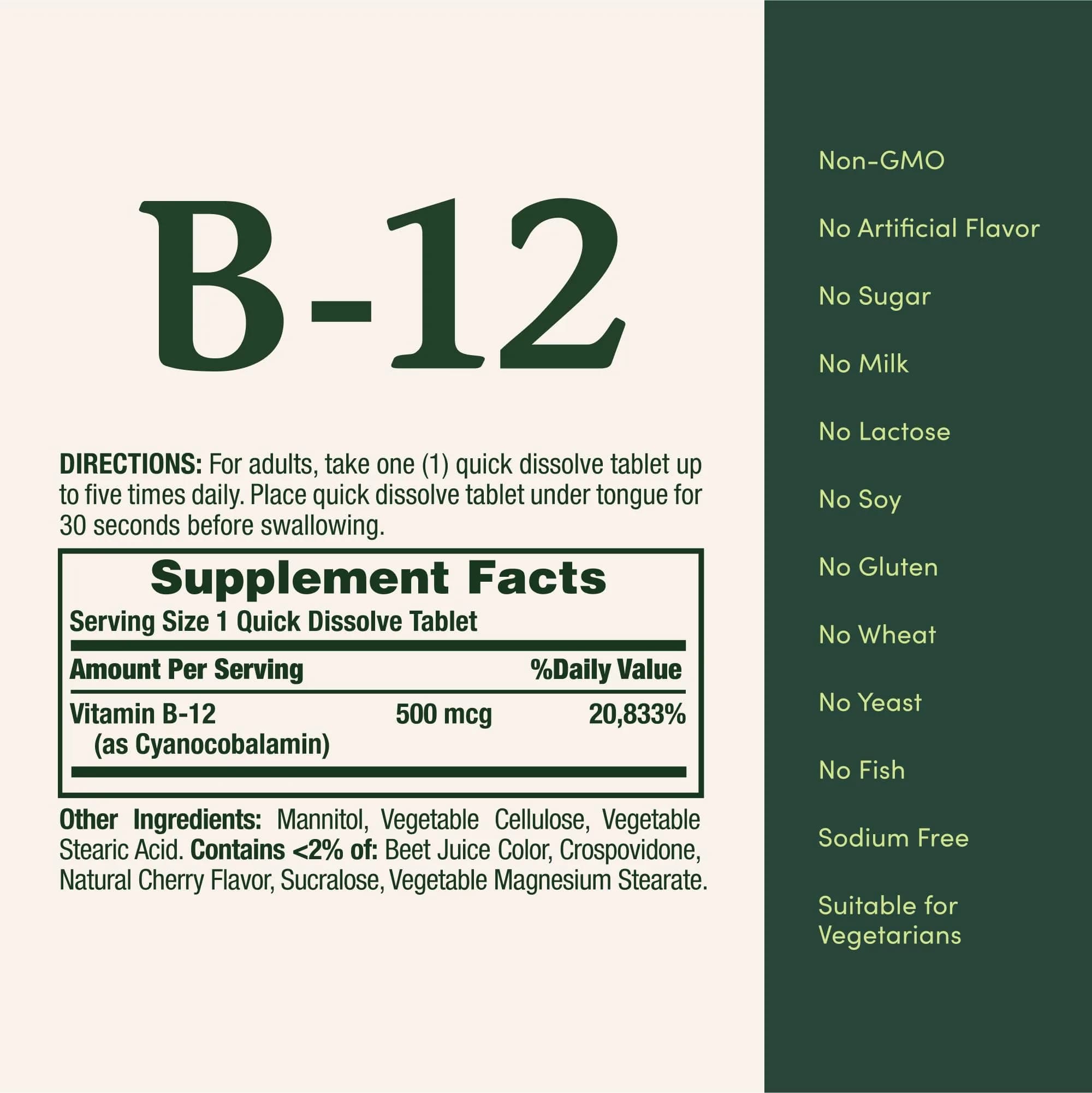 Nature's Bounty Vitamin B12 Quick Dissolve Tablets 500mcg (100 Count) | Supports Energy Metabolism and Nervous System Health - view 5
