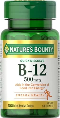 Nature's Bounty Vitamin B12 Quick Dissolve Tablets 500mcg (100 Count) | Supports Energy Metabolism and Nervous System Health thumbnail 1
