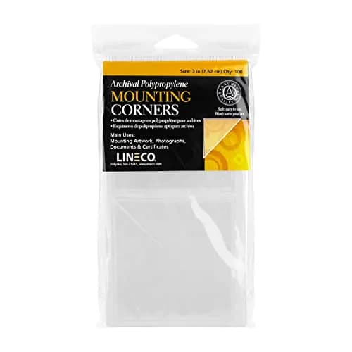 Lineco Self-Adhesive Polypropylene Mounting Corners 3 Inch | Acid-Free, Archival Quality, 100 PCS thumbnail 1
