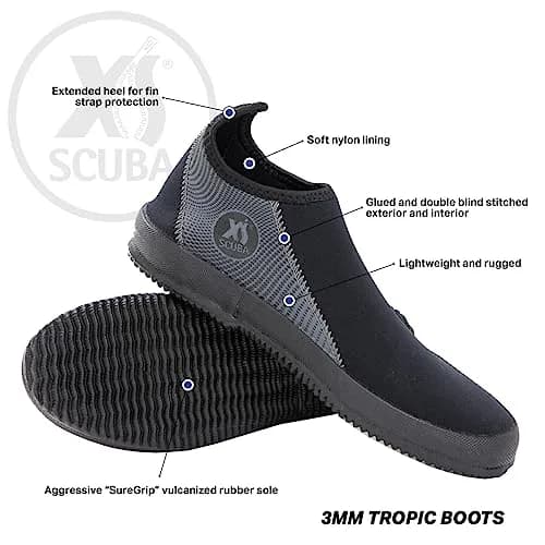XS Scuba 3 mm Tropic Boots Size 12 | Rugged Water Booties with SureGrip Sole thumbnail 2