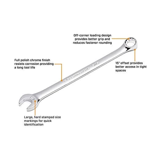 GEARWRENCH Long Pattern Combination Wrench 6mm | Rust-Resistant Alloy Steel, 12 Point, Long Reach (70-120 chars) thumbnail 2