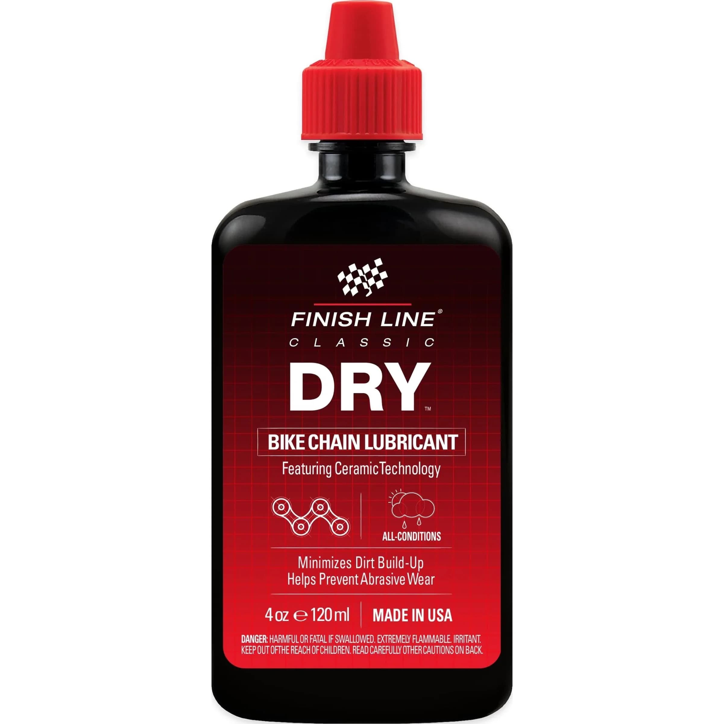 Finish Line Dry Chain Lubricant Ceramic Dry-Film 118ml (4 oz) | Dirt Repellent for Indian Roads