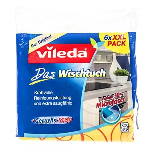Vileda All-Purpose Cleaning Cloths 6-Pack | 50% Viscose, 30% Polyester, 20% Polypropylene | 13cm x 13cm (5.1" x 5.1") thumbnail 1