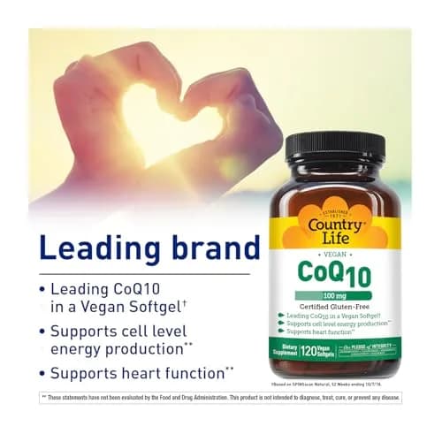 Country Life Vegan CoQ10 100 mg | Supports Heart & Cell Energy, 120 Softgels, Gluten-Free thumbnail 2