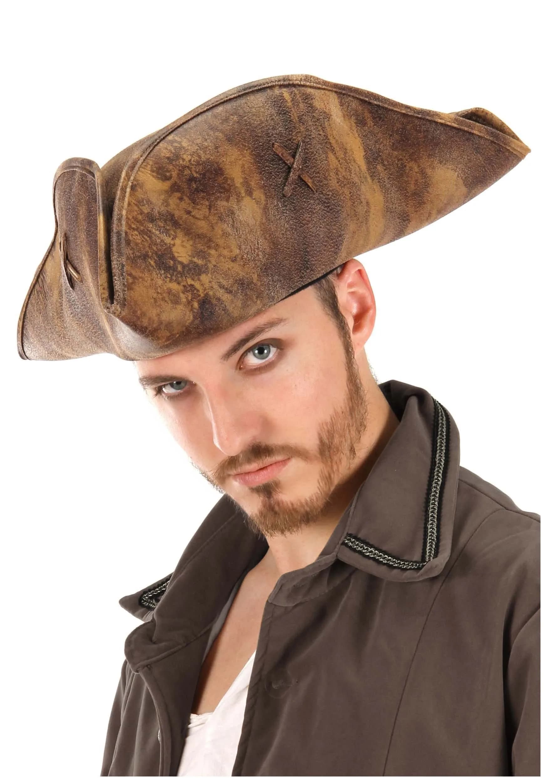 elope Disney Pirates of the Caribbean Jack Sparrow Costume Tricorn Hat for Adults, Adjustable Band - Officially Licensed