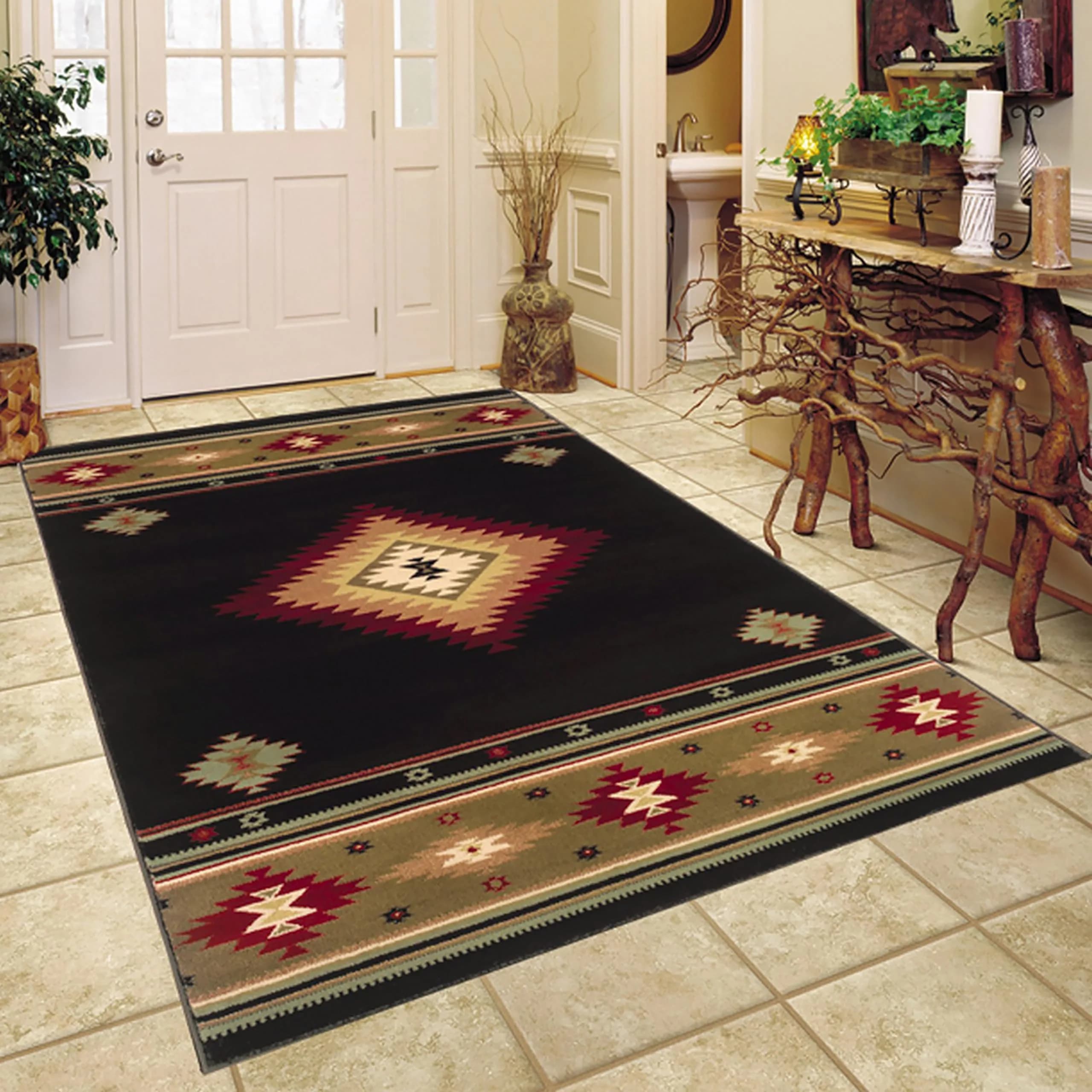 Oriental Weavers Hudson Area Rug 7'8" x 10'10" | Southwestern Lodge Style, Stain Resistant, Family & Pet Friendly