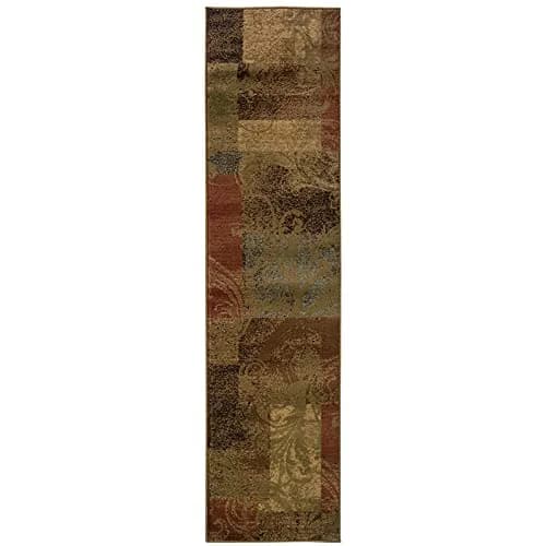 Oriental Weavers Area Rug 1'10 x 7'6" | Modern Patchwork Design, Green thumbnail 1